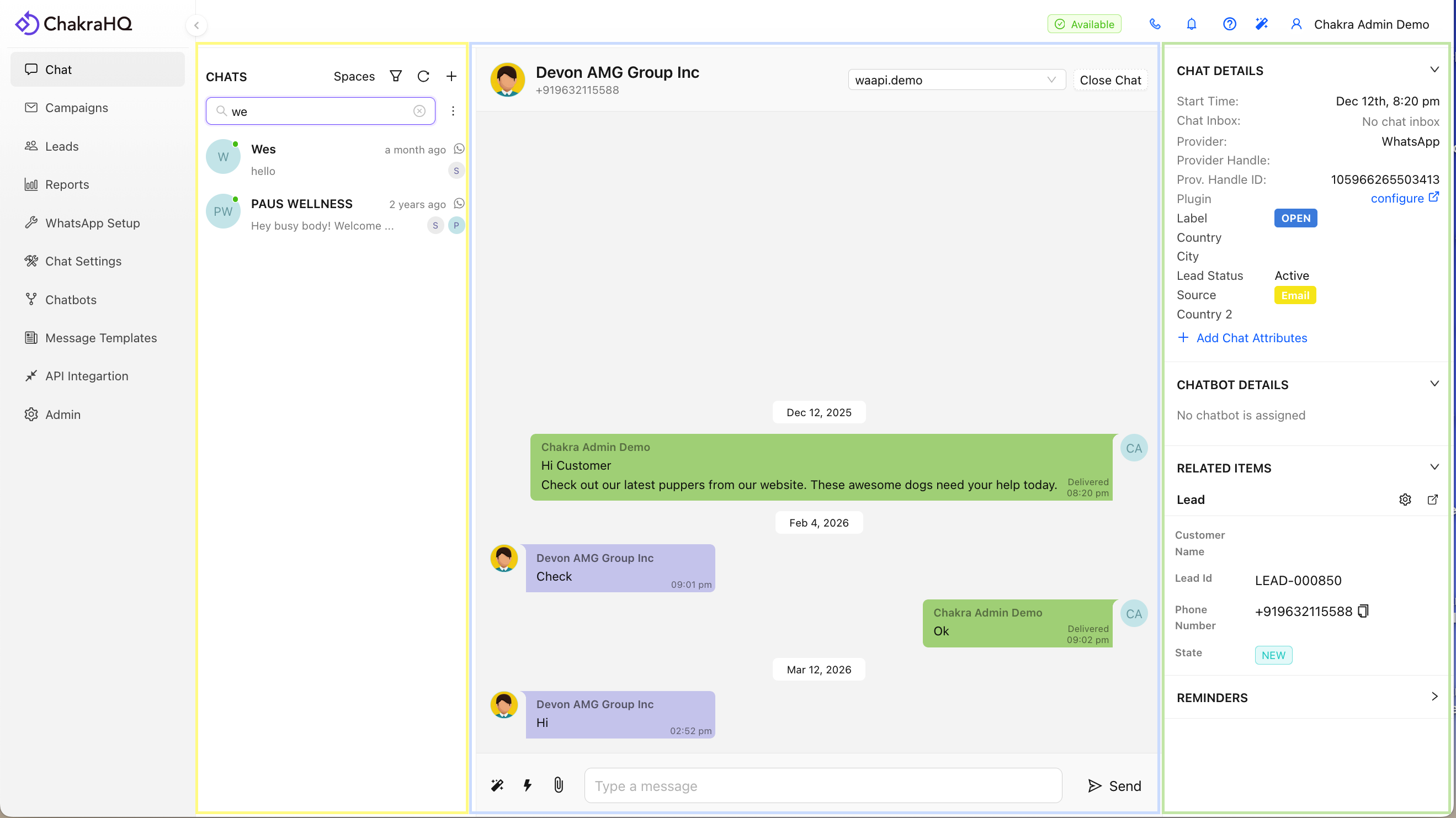 Chakra Chat Inbox